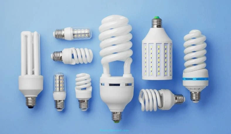 Image of various examples of fluorescent light bulbs