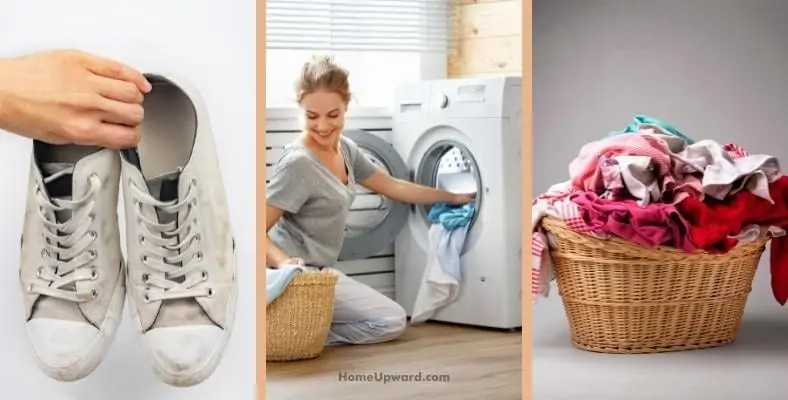 can you wash shoes with clothes at the same time